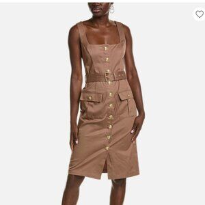 L'AGENCE Tank Midi Dress In Brown/Gold -  NWT - Size 10